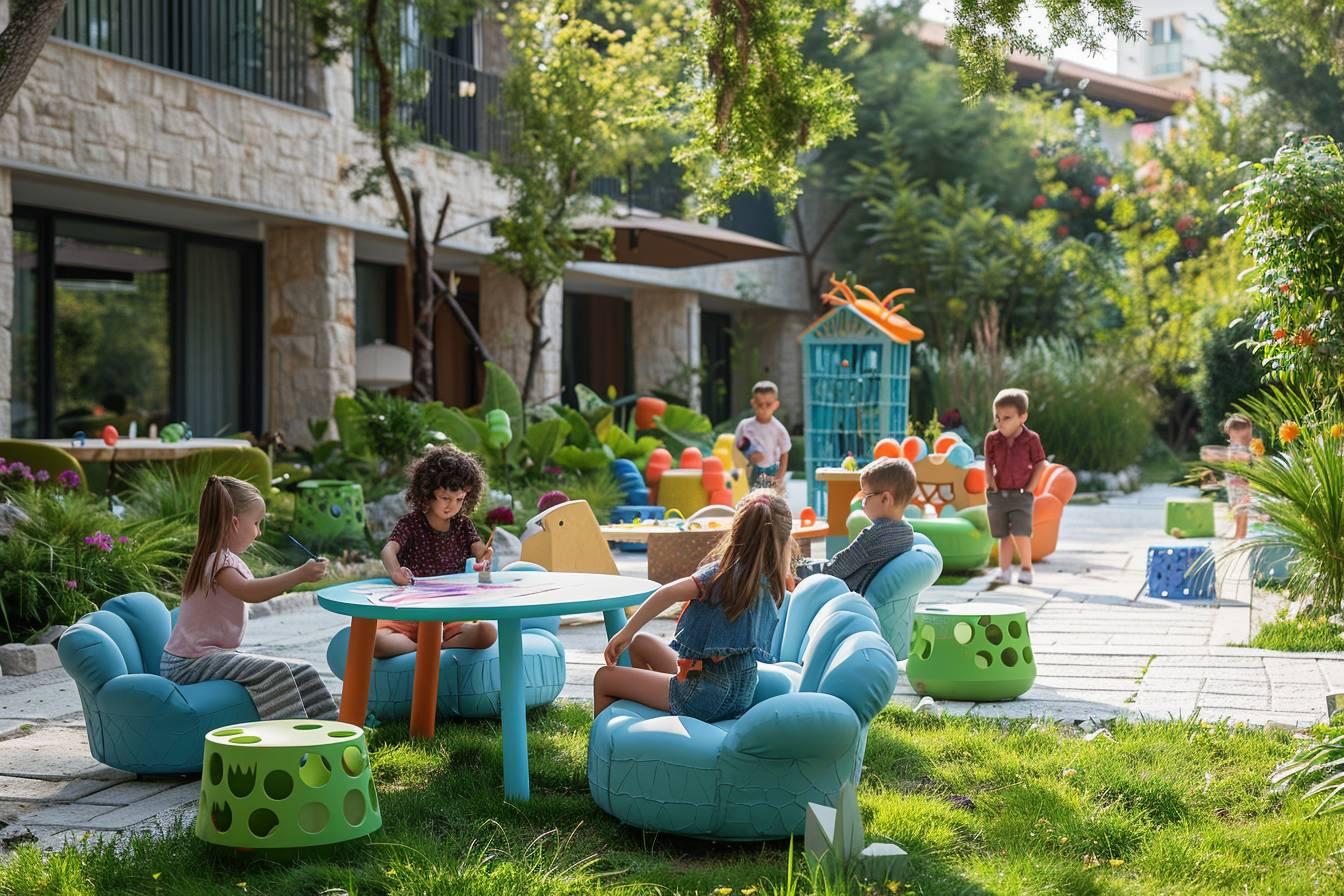 Comment le mobilier pour enfants peut-il être utilisé dans des espaces extérieurs d’hôtels ?